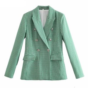 Blazer Zevity à motif à carreaux pour femme