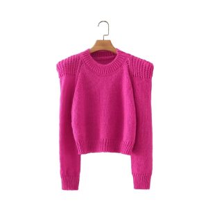 Pull court Zevity en laine col rond pour femme