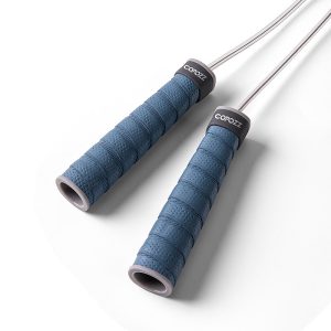 Corde à sauter lestée réglable avec poignées antidérapantes pour crossfit