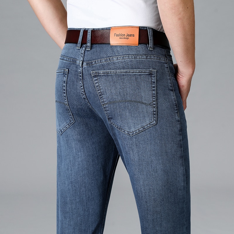 Jean droit en coton denim avec élasthanne pour homme – Image 2