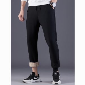 Jogging fourré en laine avec cordon de serrage pour homme / Collection Automne-Hiver