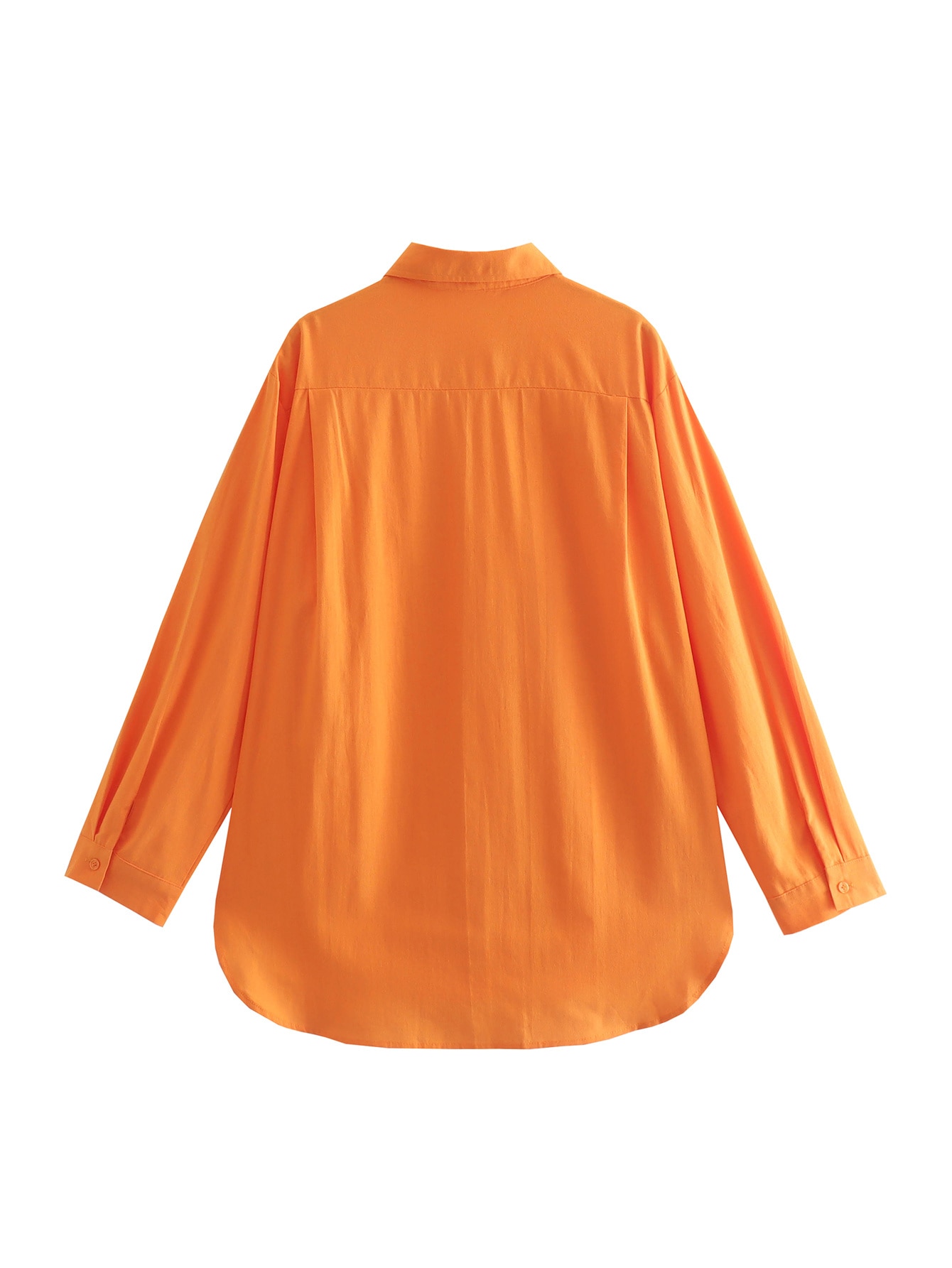 Chemise Zevity à manches longues en lin orange pour femme – Image 2