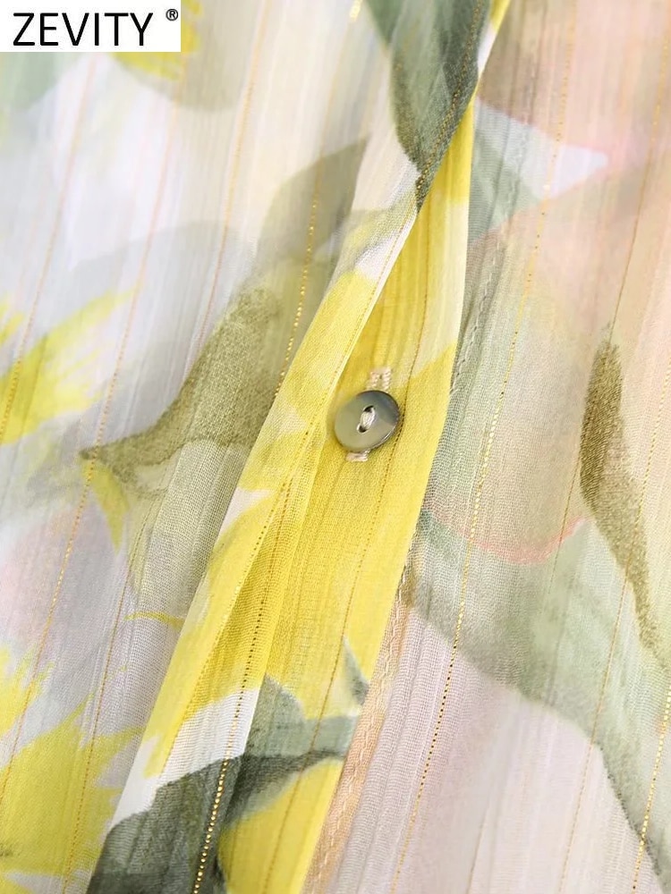 Chemise Zevity à manches longues en mousseline de soie pour femme – Image 4