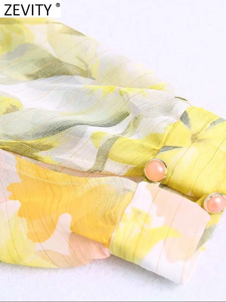 Chemise Zevity à manches longues en mousseline de soie pour femme – Image 5