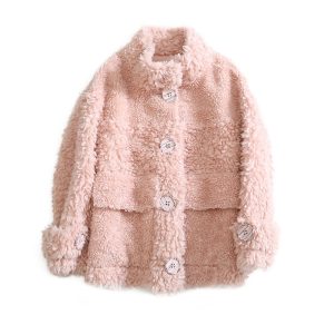 Veste en fourrure et laine tricotée pour femme