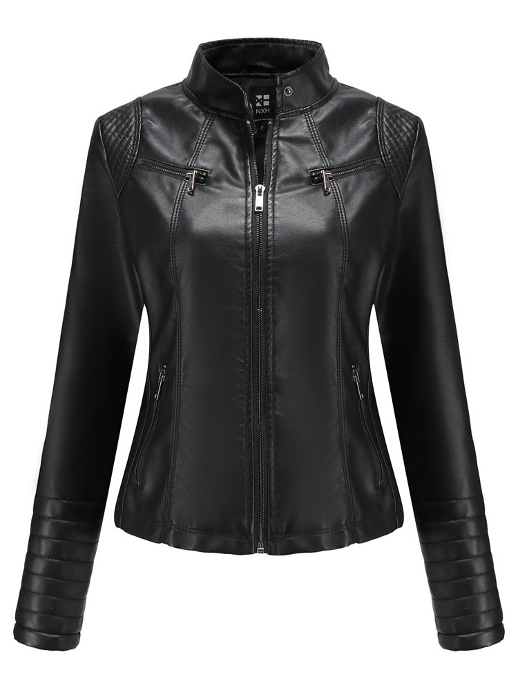 Veste en simili cuir à manches longues pour femme – Image 5