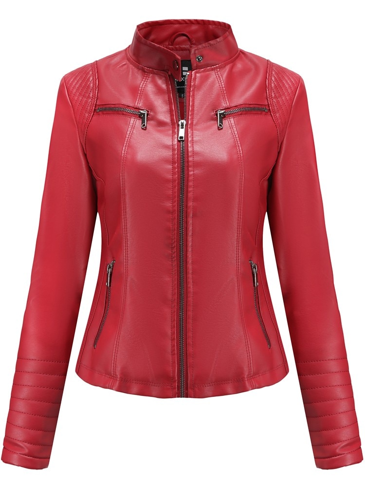 Veste en simili cuir à manches longues pour femme – Image 7