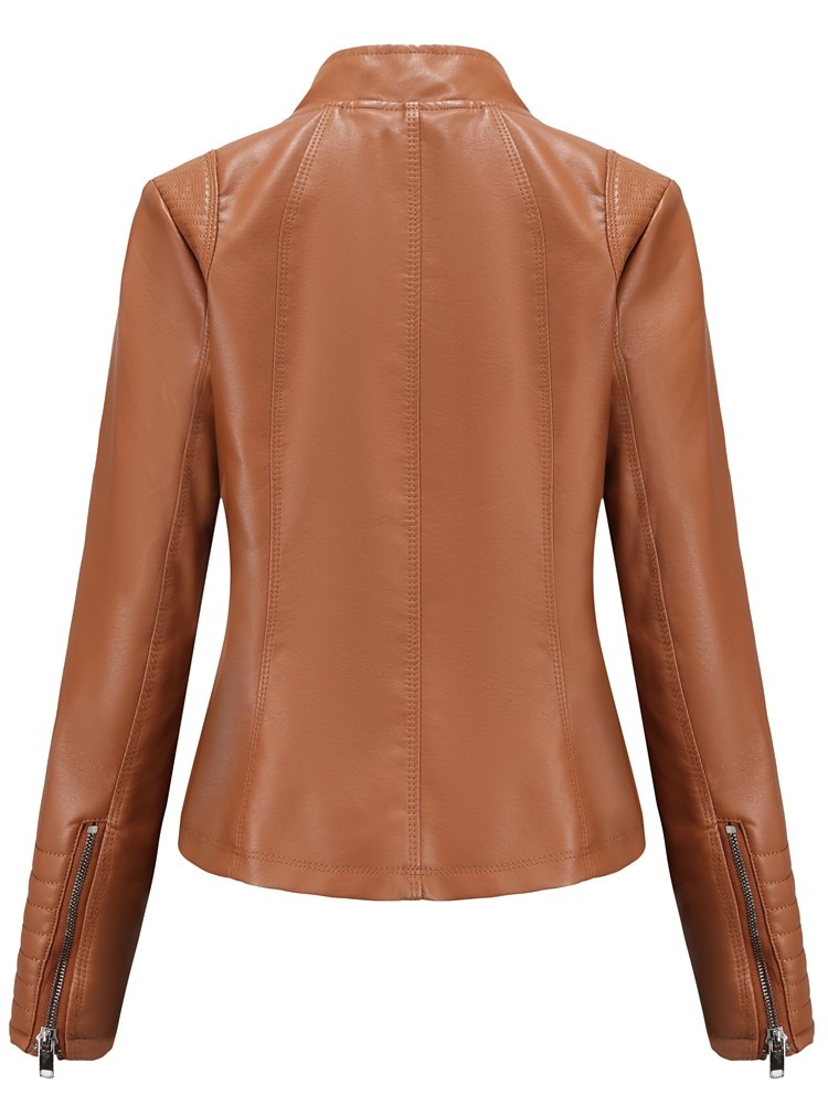 Veste en simili cuir à manches longues pour femme – Image 3