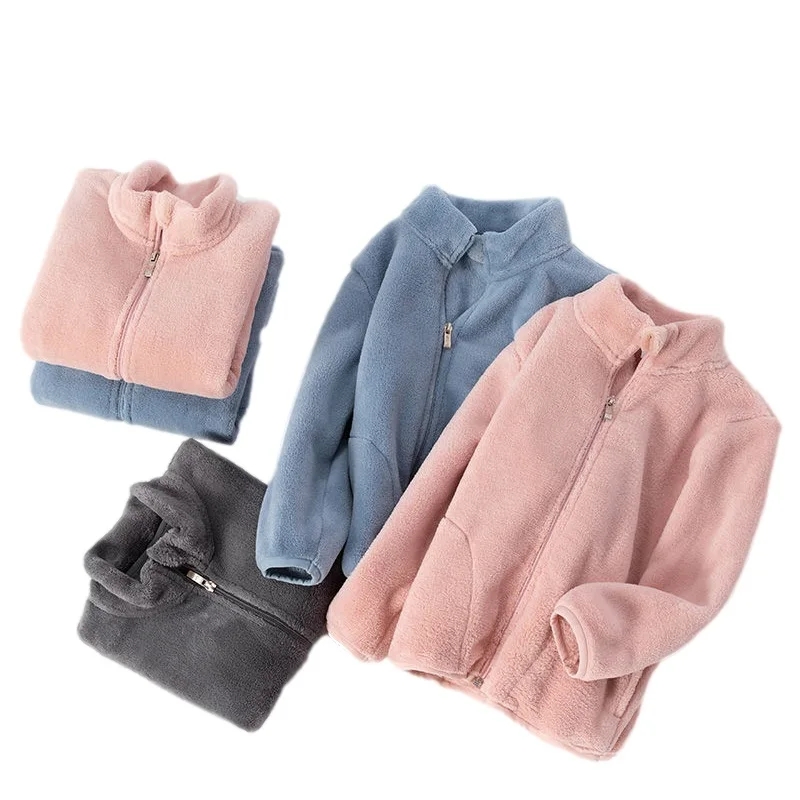 Polaire enfant uni avec fermeture éclair et poches – Image 2