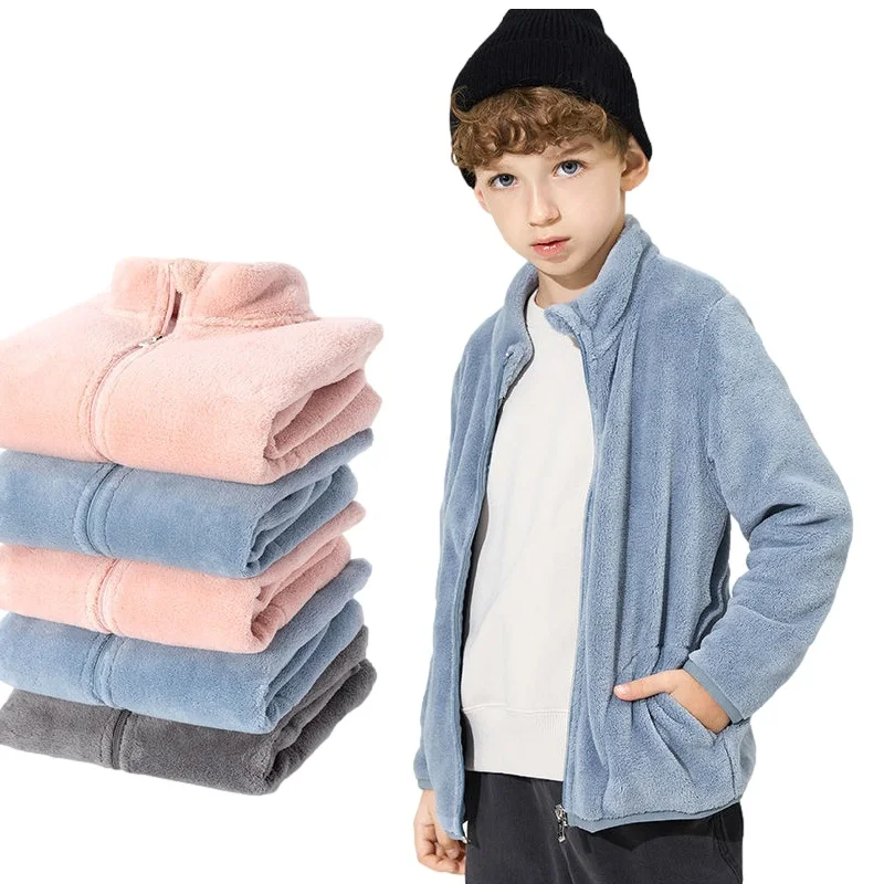 Polaire enfant uni avec fermeture éclair et poches – Image 5