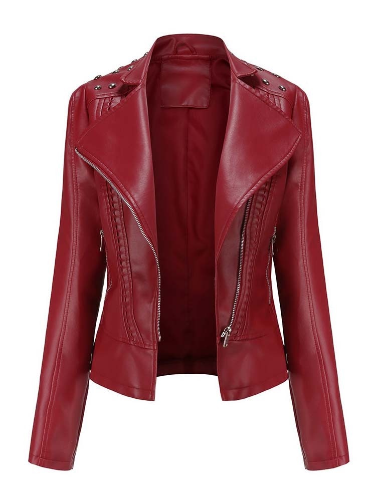 Veste en simili cuir à manches longues pour femme – Image 5