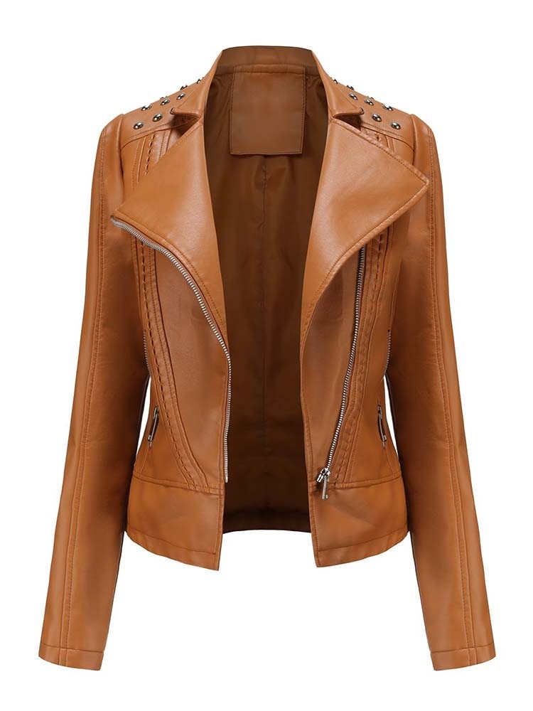 Veste en simili cuir à manches longues pour femme – Image 3