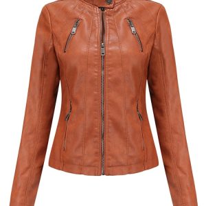 Blouson en simili cuir pour femme