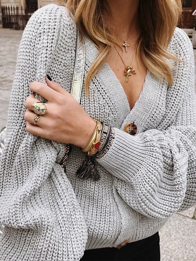 Pull tricoté ZOKI à manches longues pour femme – Image 3