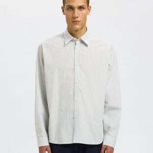 SLHCTMBEN Chemise Homme Rayures En Coton