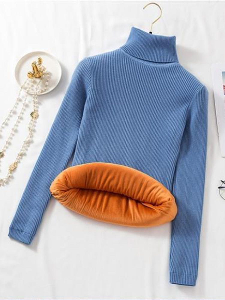 Pull Zoki à col roulé en velours fourré pour femme – Image 5