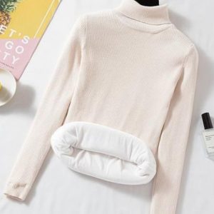 Pull Zoki à col roulé en velours fourré pour femme