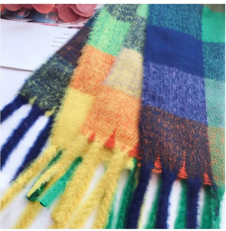 Écharpe en cachemire à carreaux pour femme et homme – Image 3