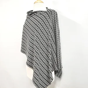 Poncho court asymétrique à motif blanc et noir