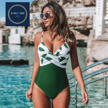 Maillot de bain imprimé feuille de banane une pièce