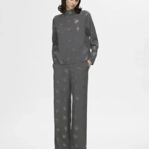 SLFASTRA MW SEQUINS SATIN PANT B