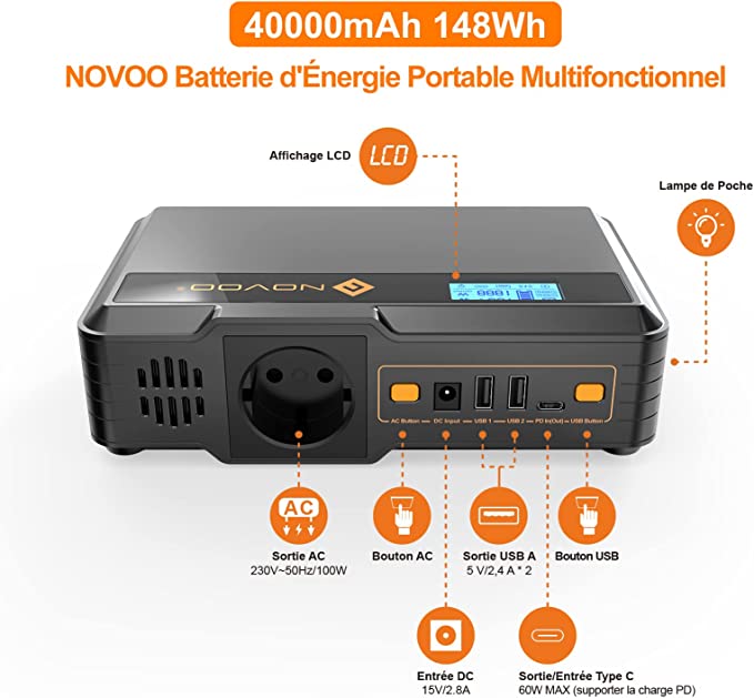 Batterie Externe NOVOO 40000mAh