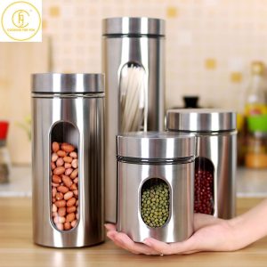 Bocal de stockage rond en acier inoxydable