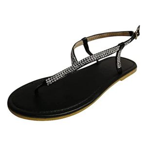 Sandales de plage à rabat plat avec strass