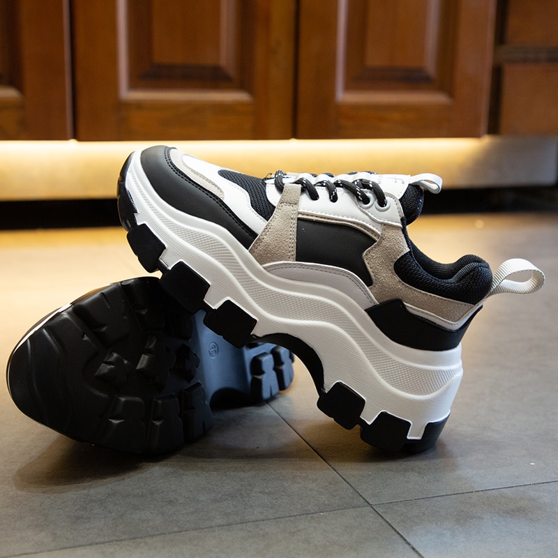 Baskets TUINANLE blanches à semelle épaisse pour femmes – Image 3