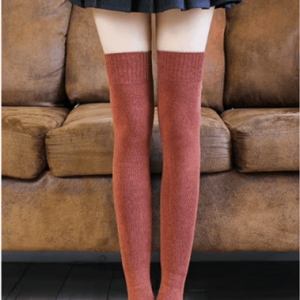 Chaussette cuissarde marron