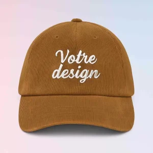 Casquette personnalisée brodée velours côtelé