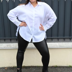 Chemise en coton avec poignets strass