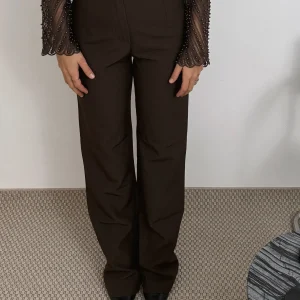 PAULINE - PANTALON DROIT CHOCO