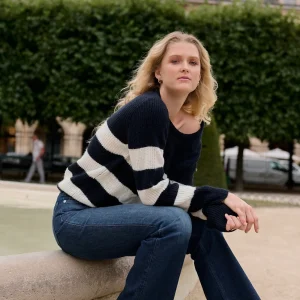 NATHAEL pull en laine et mohair rayé