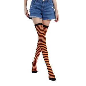 Chaussette haute à rayures orange