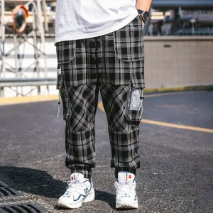 Pantalon cargo carreaux homme