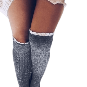 Chaussette au dessus du genou grise clair