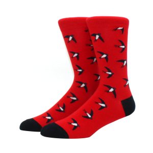 Chaussette rouge oiseau