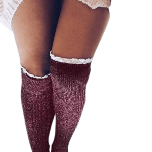 Chaussette au dessus du genou bordeaux