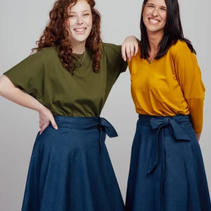 Jupe portefeuille aspect jeans