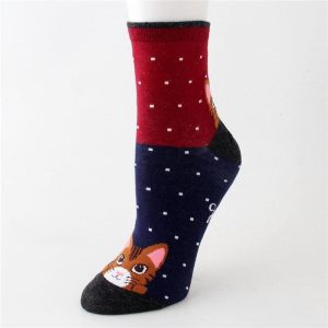 Chaussette à pois chat