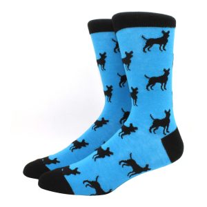 Chaussette bleu motif chien