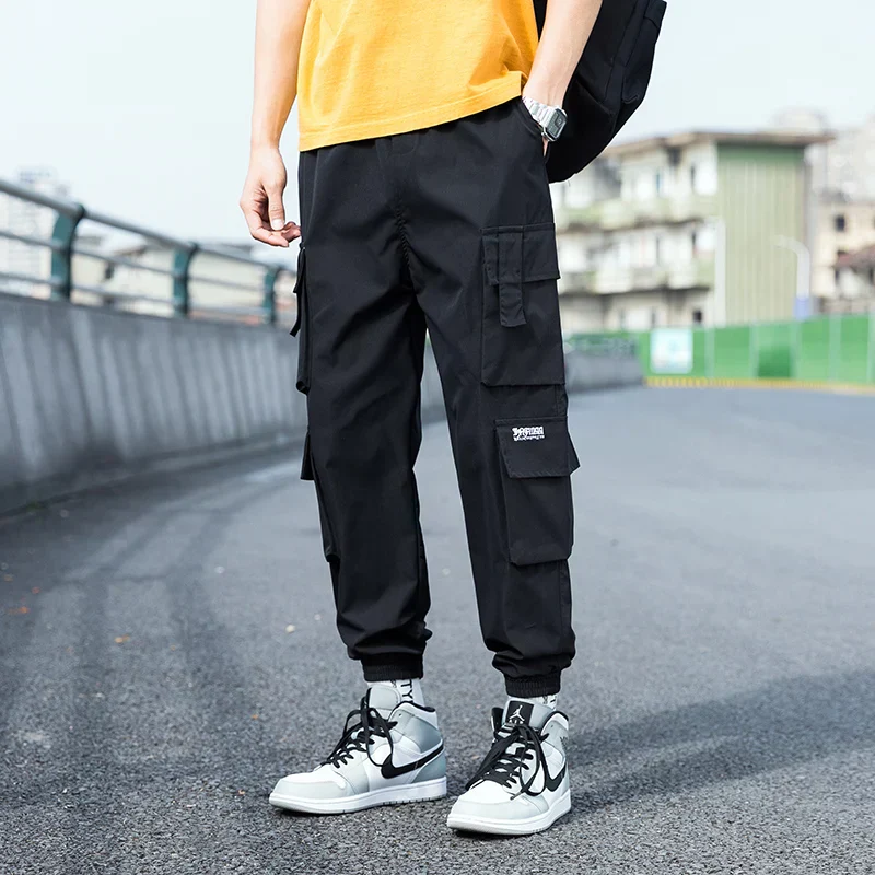 Black cargo joggers