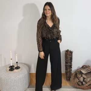 LUNA - PANTALON COUPE FLARE NOIR