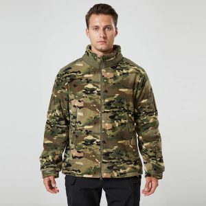 Veste polaire homme à col montant imprimé camouflage