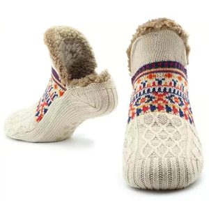 Chaussette polaire beige de Noël