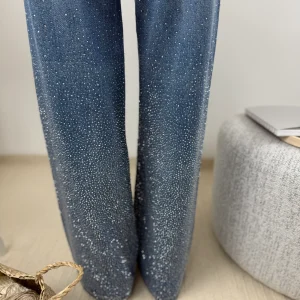 LEONIE - JEAN STRASS COUPE WIDE LEG BLEU