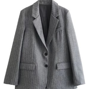 Blazer Oversize Gris Rayé