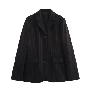 Blazer Oversize Noir Rayé