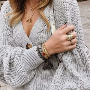 Cardigan Oversize Femme Gris